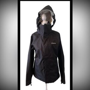 PATAGONIA SHELL JACKET SZ L SKI SNOWBOARD RAIN HOODED H2NO WATERPROOF BLACK